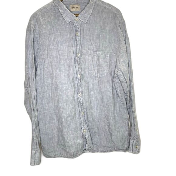 JACHS 100% Linen Shirt Button Front Long Sleeve Blouse Womens XL Light Blue - Picture 1 of 9